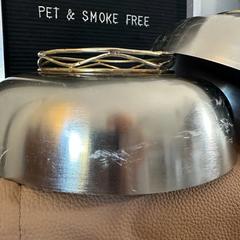 🆕2 Silver/Gold Indian Decorative Metal Bowls
